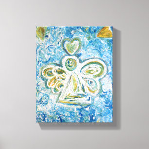 Peinture Angel Bleu Or Toile Enveloppée Art