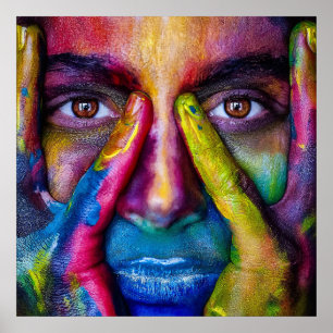 peinture arc-en-ciel masque portrait poster