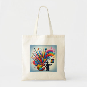 Peinture arc-en-ciel sac fourre-tout de shopping c