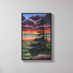 Peinture canadienne paysage toile de coucher de so