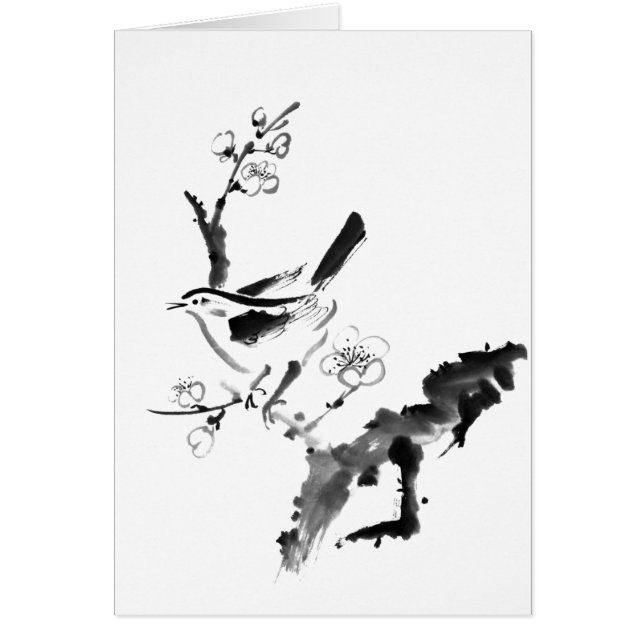 Peinture chinoise, fleur de prune et oiseau (Devant)