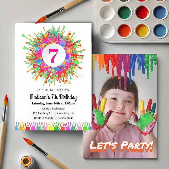 Peinture colorée Anniversaire Fête Invitation (Créateur téléchargé)