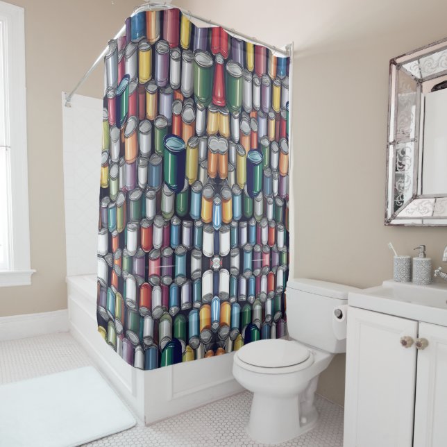 Peinture colorée Can Motif Douche rideau (En situation)