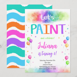 Peinture colorée peinture Anniversaire Invitation