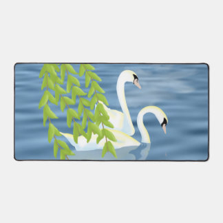 Peinture Couple bleu et vert de cygnes sur le lac