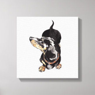 peinture dachshund sur toile étirée