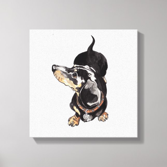 peinture dachshund sur toile étirée (Recto)