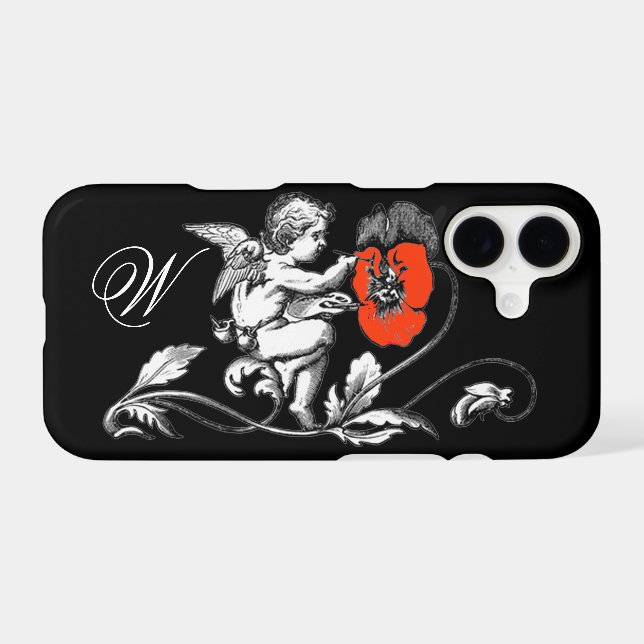 PEINTURE D'ANGE UNE FLEURS ROUGE, MONOGRAM, Noir (Verso (Horizontal))