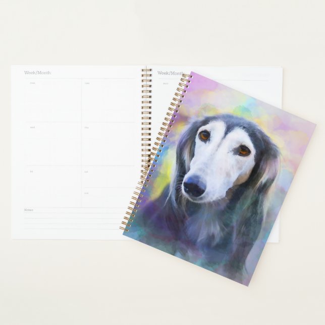 Peinture d'aquarelle de chien gris (Devant avec enveloppe)
