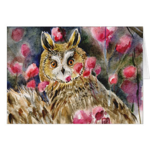 Peinture d'aquarelle de fleur de hibou
