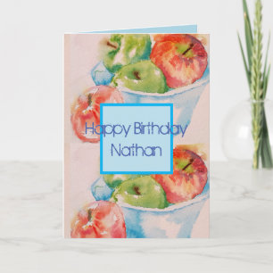 Peinture d'aquarelle de pomme funky Carte d'annive