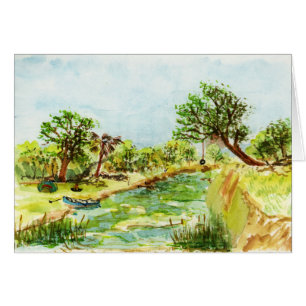 Peinture d'aquarelle de terrain de camping de rive