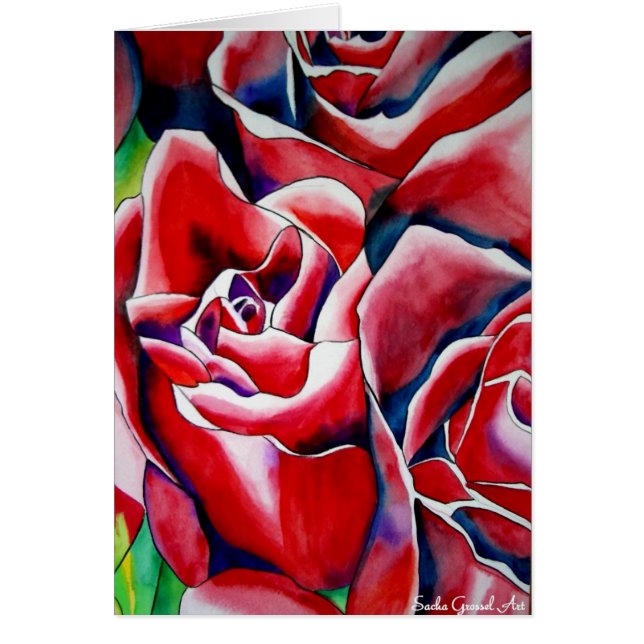 Peinture d'aquarelle rose Roses (Devant)