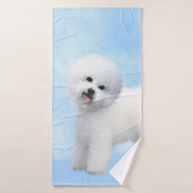 Peinture de Bichon Frise - Cute Original Dog Art (Serviette de bain)