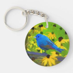 Peinture de Bunting Indigo - Art original pour ois
