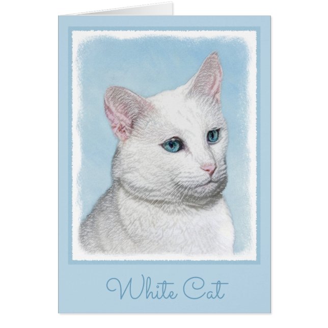 Peinture de chat blanc - Cute Original Cat Art (Devant)