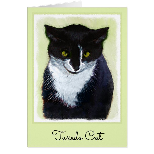 Peinture de chat Tuxedo - Cute Original Cat Art (Devant)