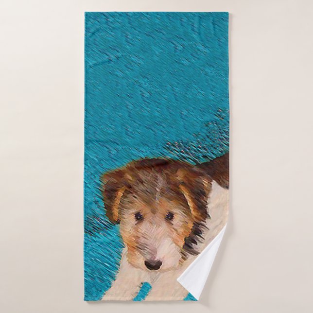 Peinture de chiot Terrier Fox - Art de chien origi (Serviette de bain)
