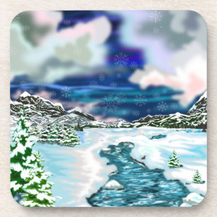 Peinture de Dessous de verre de paysage d'hiver