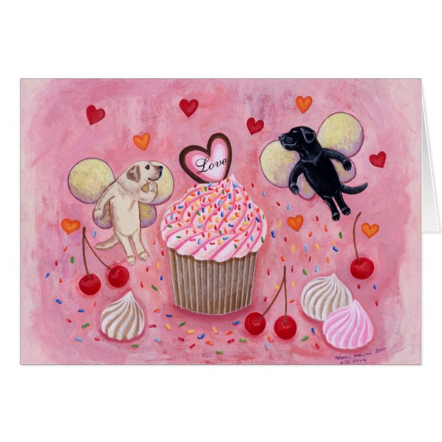 Peinture de fées de petit gâteau et de Labrador (Devant horizontal)