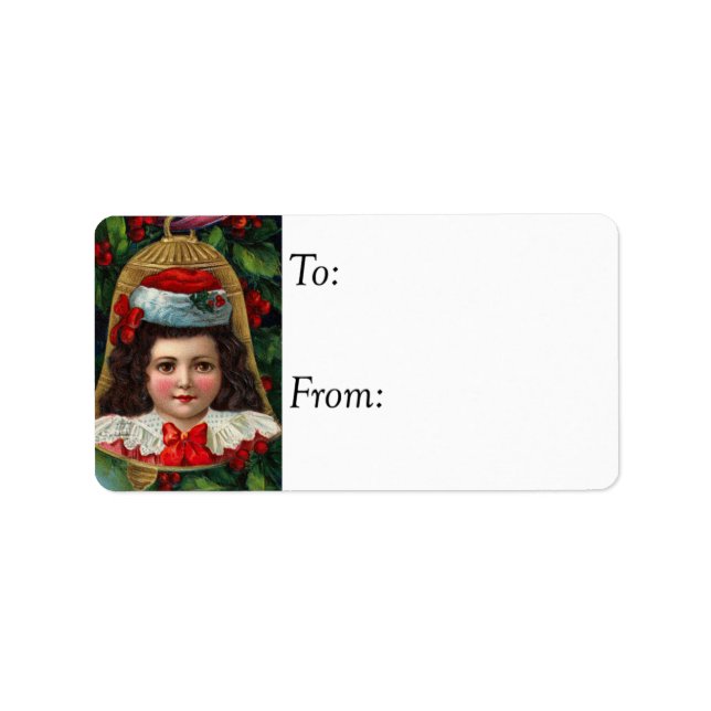 Peinture de fille mignonne sur Bell étiquette cade (Devant)