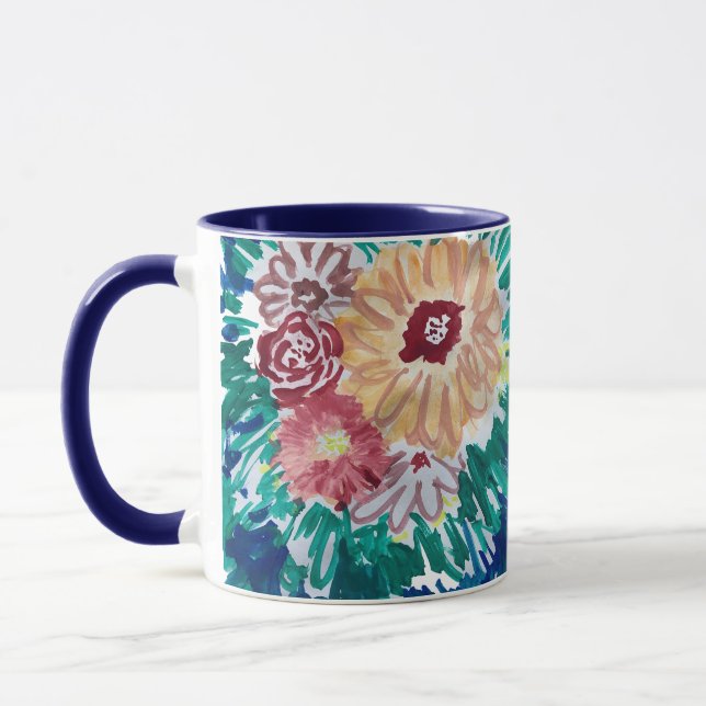 Peinture de fleurs Bouquet de café Mug (Gauche)