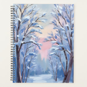 Peinture de forêt à l'aquarelle sous la neige d'hi