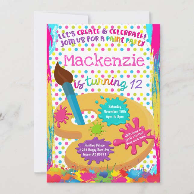 Peinture de la fête de peinture Invitations d'anni (Devant)