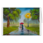 PEINTURE DE PARAPLUIE DE COUPLES DE JOUR PLUVIEUX