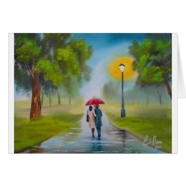 PEINTURE DE PARAPLUIE DE COUPLES DE JOUR PLUVIEUX (Devant horizontal)