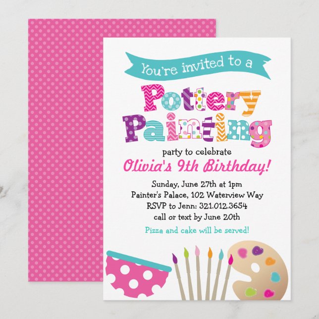Peinture de poterie Art Party Invitation (Devant / Derrière)
