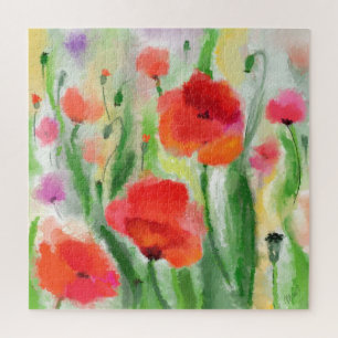 Peinture de puzzle de terrain de pavot