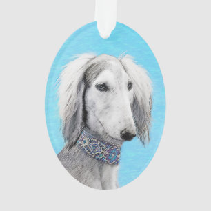 Peinture de Saluki (Argent) - Joli art original de