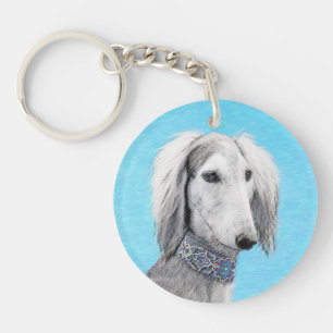 Peinture de Saluki (Argent) - Joli art original de