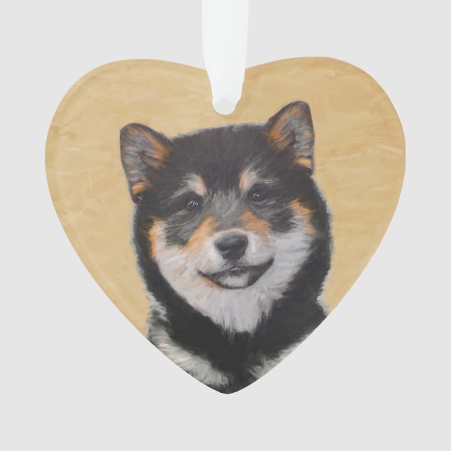 Peinture de Shiba Inu (noir et feu) - Art canin (devant)
