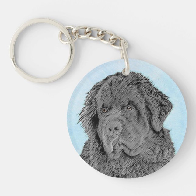 Peinture de Terre-Neuve - Cute Original Chien Art (Devant)