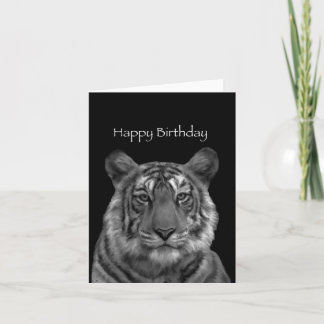 Peinture de tigre Bonne carte d'anniversaire (noir