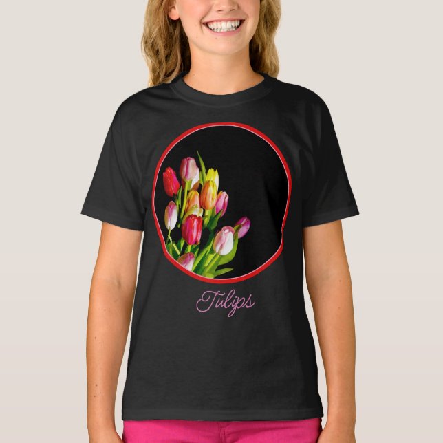 Peinture de tulipe - T-shirt d'Art Fleur d'origine (Devant)