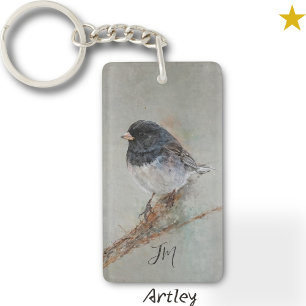 Peinture d'oiseaux de Junco foncé Nom personnalisé