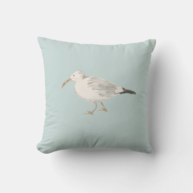 Peinture d'oiseaux de mer Coussin neutre de plage (Recto)