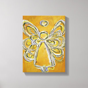 Peinture en toile enveloppée de l'Ange Gardien Jau
