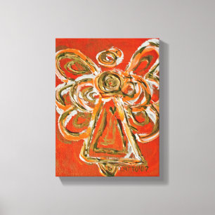 Peinture en toile orangée de l'Ange Gardien