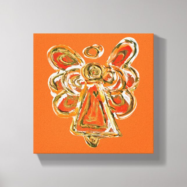 Peinture en toile orangée de l'Ange Gardien (Recto)