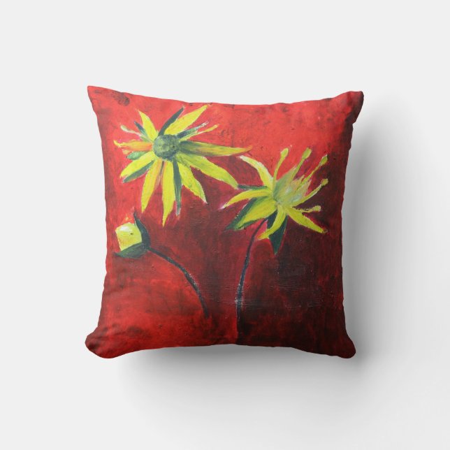 Peinture florale Coussin à lancer 41 cm x 41 cm (Recto)