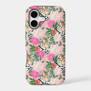Peinture florale de tigre rose blanc joli