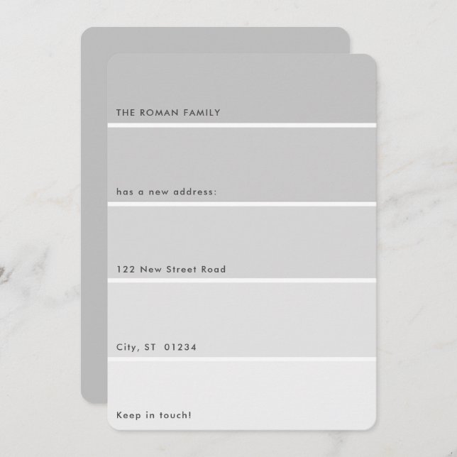 Peinture fraîche Moving Faire-part gris Paint Chip (Devant / Derrière)