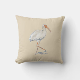 Peinture Ibis Tropicale blanche Coussin neutre