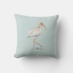 Peinture Ibis Tropicale blanche Coussin neutre
