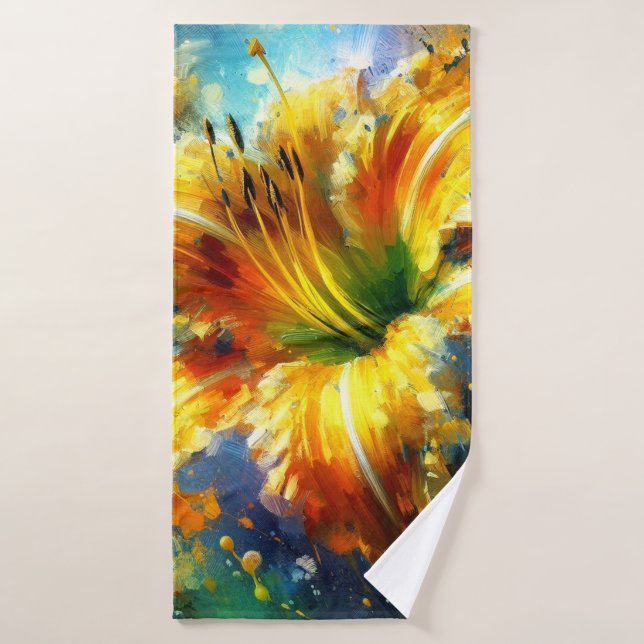 Peinture impressionniste florale quotidienne Jaune (Serviette de bain)