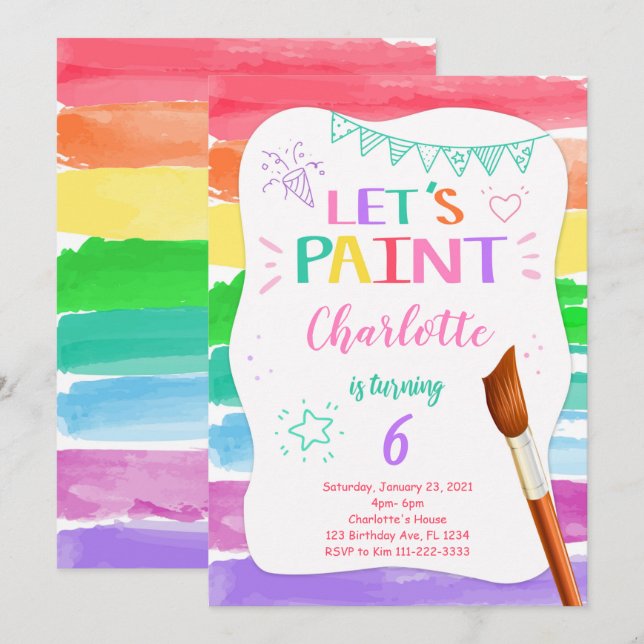 Peinture Invitation Anniversaire (Devant / Derrière)